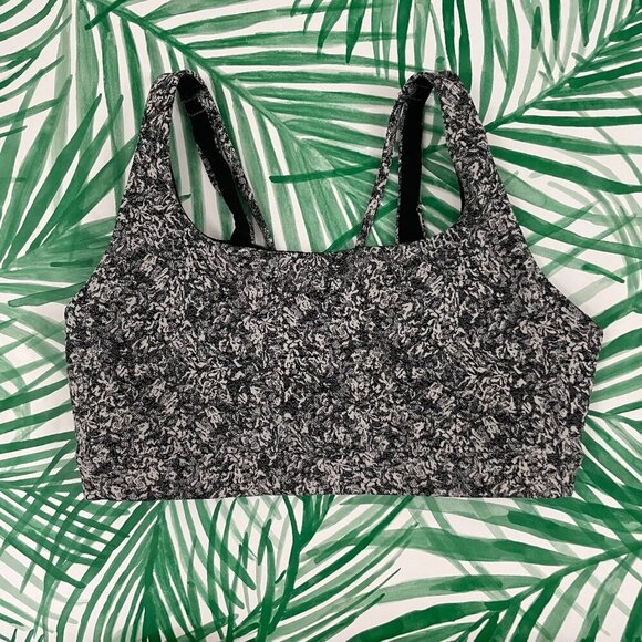 Athleta Black Exhale Moonflower Jacquard Sports Bra Size Medium - Picture 1 of 5